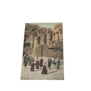 Early 1900s Postcard Laborers Excavating the Temple of Ammon Karnak Luxor Egypt
